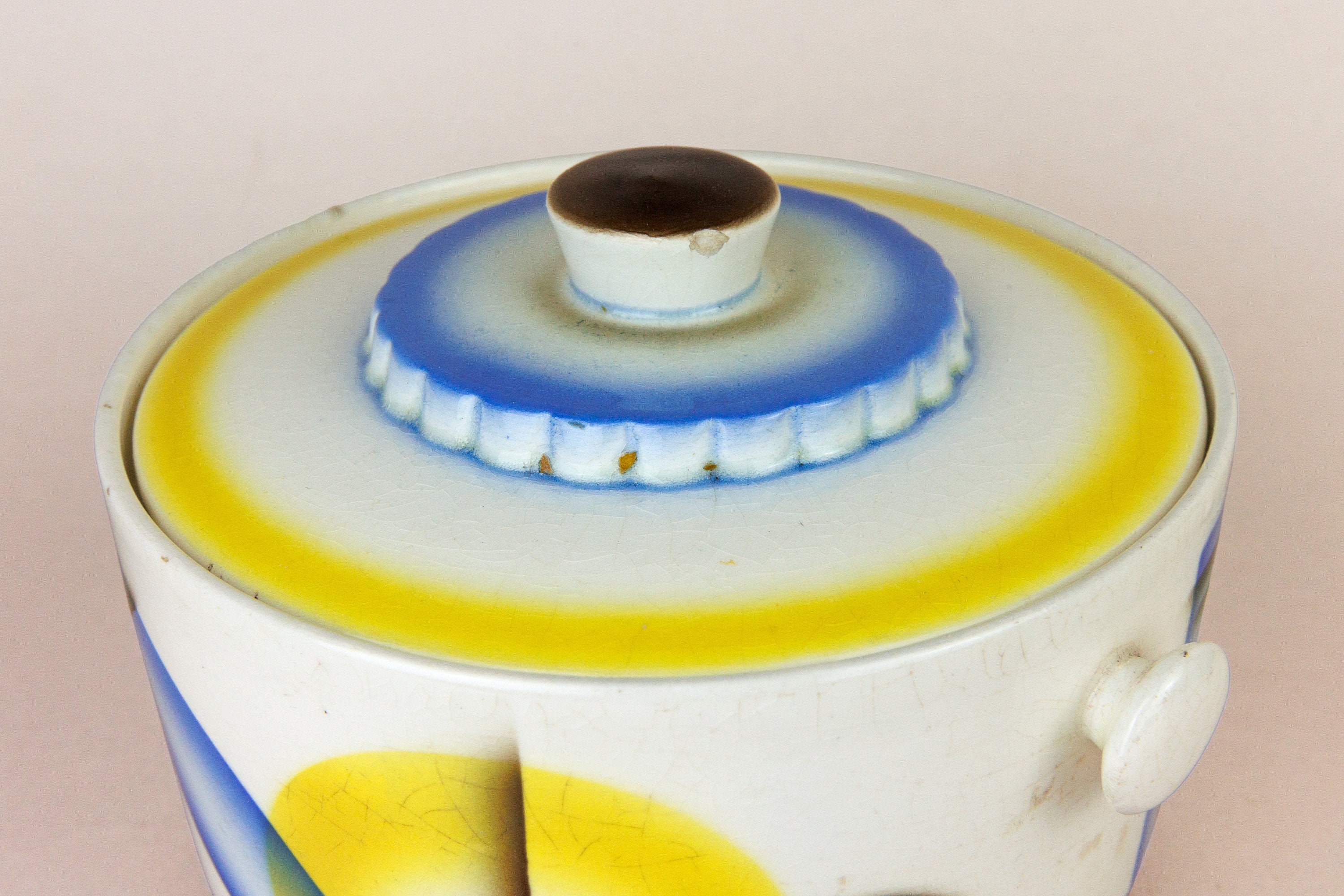 Vintage Bauhaus German Lidded Art Deco Ceramic Box, 30s