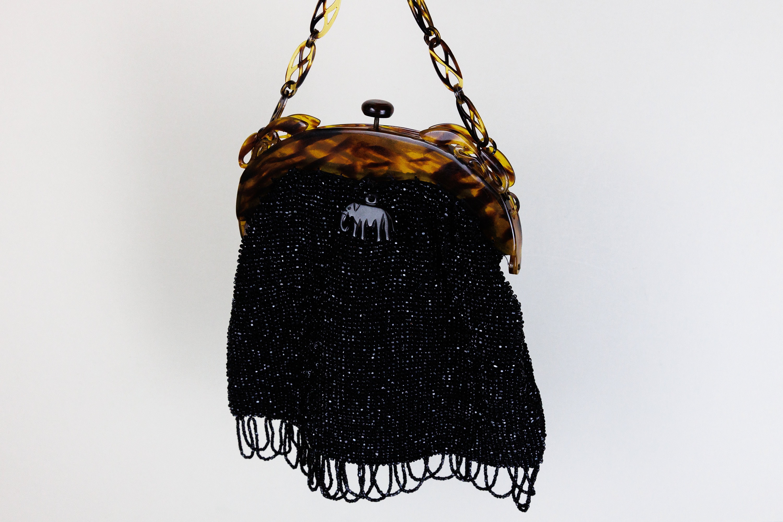 Black beaded evening bag sale