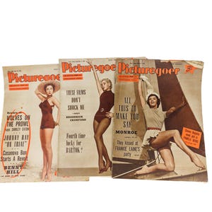 3x Vintage Picturegoer Zeitschriften, Alte Hollywood Filmstars, Pamela Devis, Gloria de Haven, Nicole Maurey, 50er Jahre Mid Century Film Zeitschrift