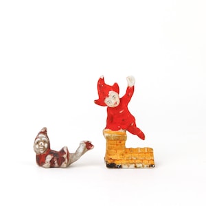 2x Vintage Porcelain Ceramic Bisque Snow Baby Pixies, Antique German Figures, Small Cake Topper Christmas Figures