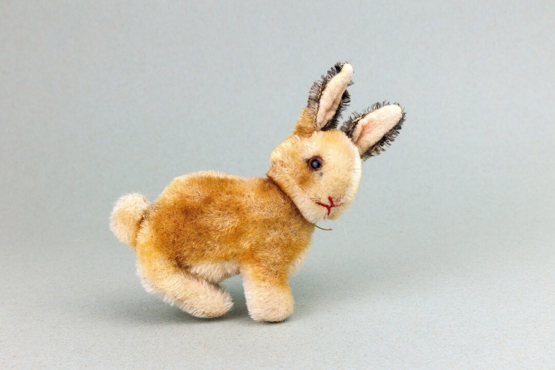 Small Vintage Steiff Sitting Mohair Toy Rabbit, Whiskers, Glass Eyes ...