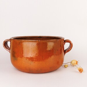 Vintage Rustikale Brown Steinzeug Keramik Henkeltopf, 21 cm Durchmesser