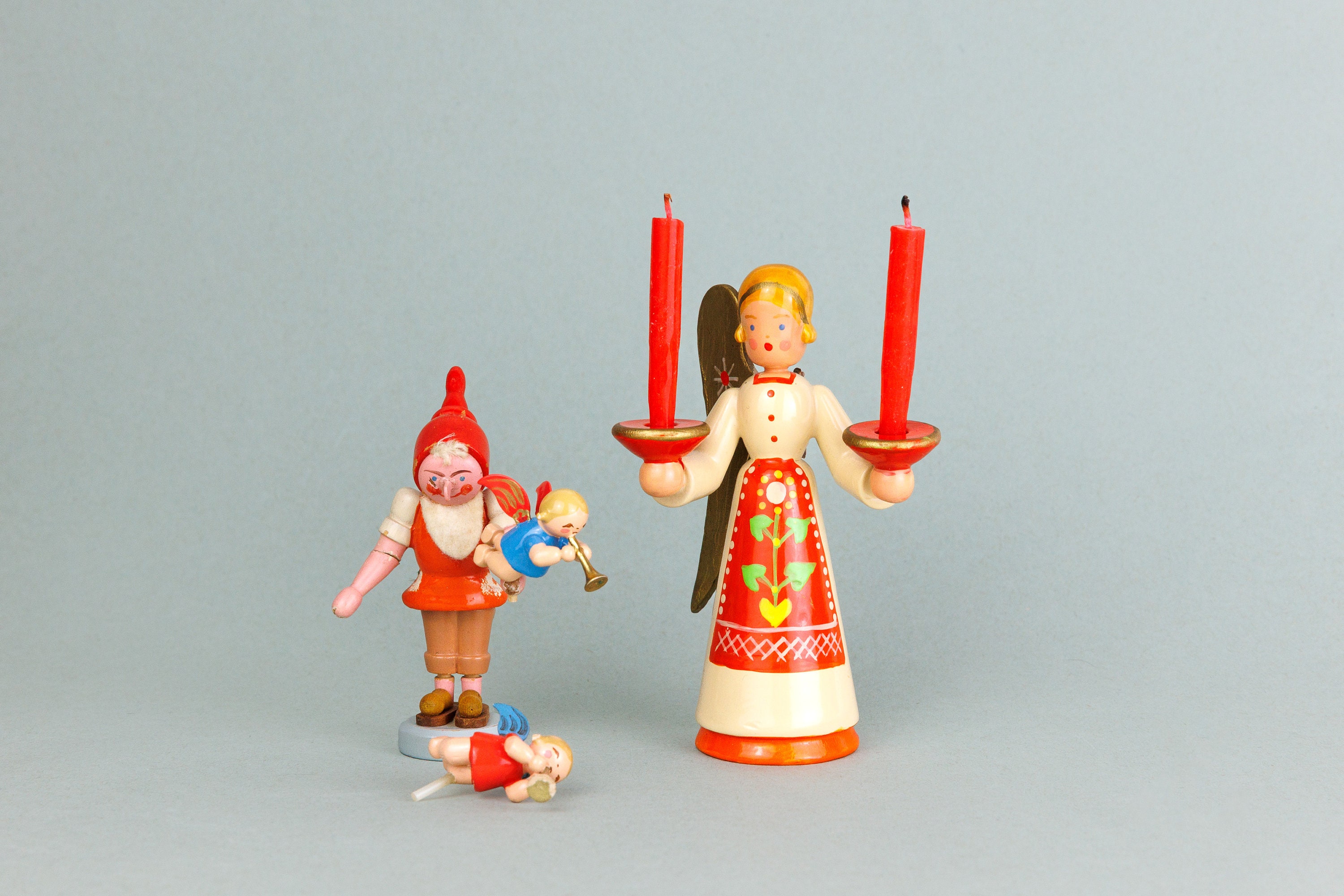 Collection of Vintage Erzgebirge Wooden Toy Christams Figures, Painted Wood, German Folk Art, Winter Holiday Decorations, Xmas Candle Holder - Etsy Collection of Vintage Erzgebirge Wooden Toy Christams Figures, Painted Wood, German Folk Art, Winter Holiday Decorations, Xmas Candle Holder - Etsy