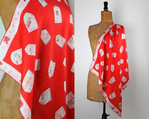 Foulard En Soie Vintage RAIFFEISEN - Motif Imprimé - Dimensions 85 X 87 Cm - Occasion