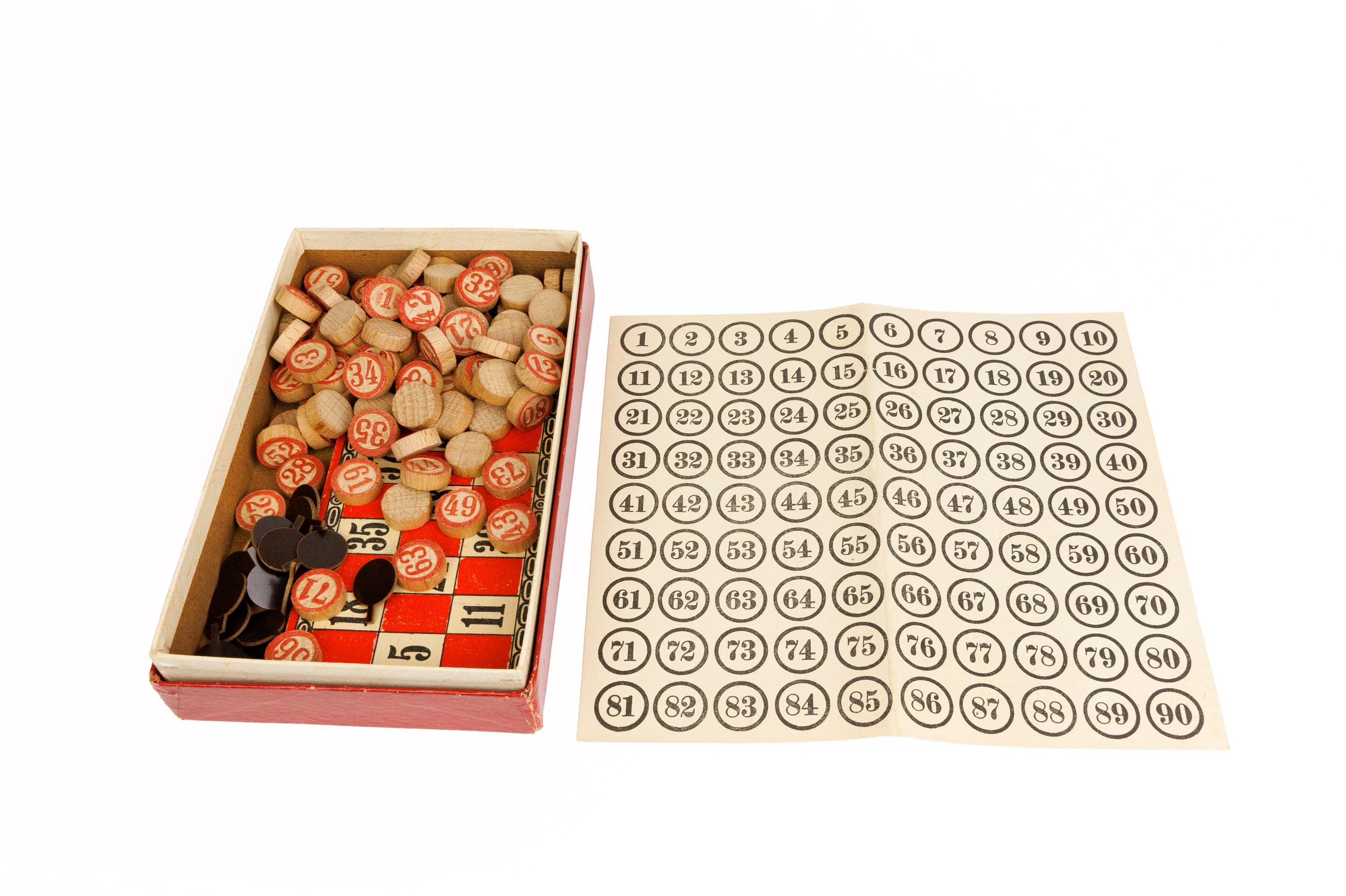 Vintage German Lotto Board Game Antique Toy, Bingo, Early 20th