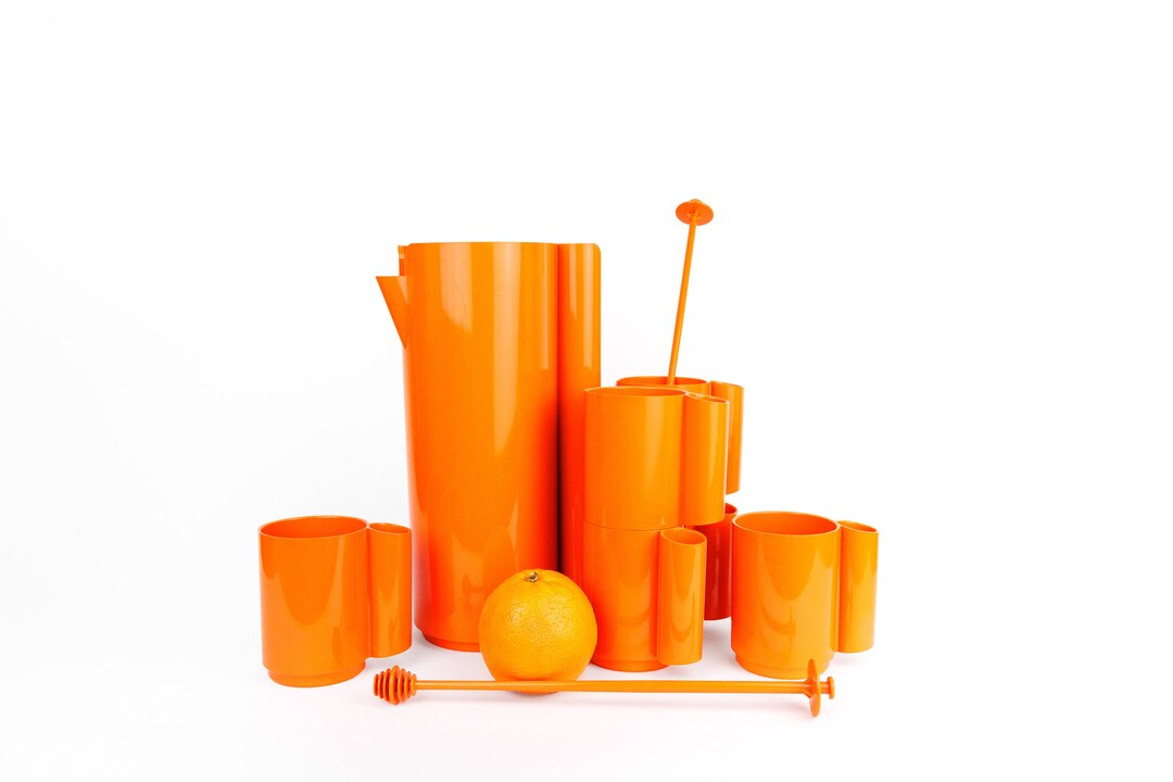 538.23 3 Coquetiers Vintage Orange Marque Voluform Made In