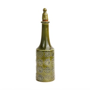 Vintage Portmeirion Totem Green Oil or Vinegar Bottle with Stopper, Retro Kitchenalia, Stoke Pottery 60s Susan Williams-Ellis