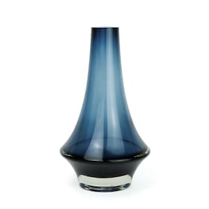 Vintage Mid Century Riihimaki Vase, 60s Blue, Erkkitapio Siiroinen Model 1379, Riihimaen Lasi Oy, Retro Glass, Signed