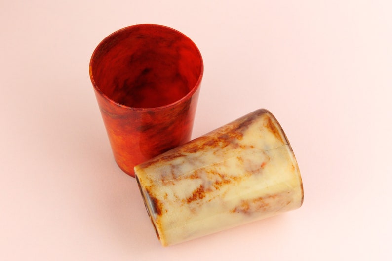 Vintage Bandalasta Ware Bakelite Marbled Early Plastic Cups, Tumbler, Retro Plastic, 1930s, Early 20th Century image 9