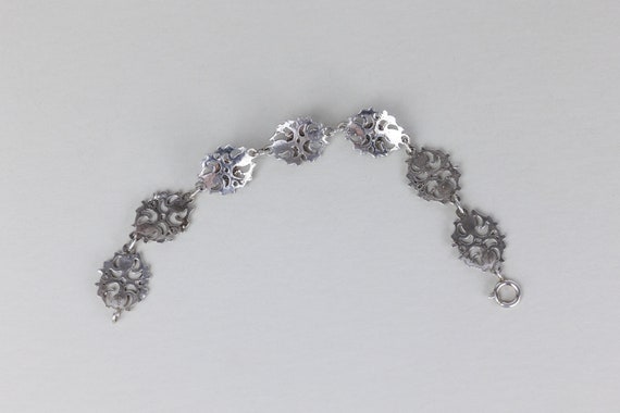 Vintage German Silver Link Bracelet, Rhodochrosit… - image 7