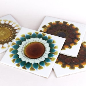Vintage Pilkington Alan Wallwork Ceramic Tiles, 70s Abstract Glazed Pottery Tile SOLD INDIVIDUALLY