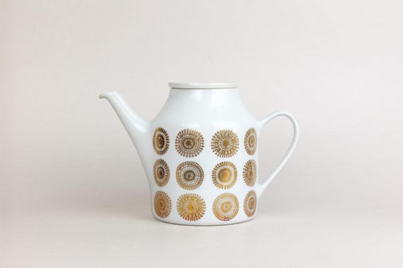 Mid Century Norwegian Porsgrund Porcelain Gold Gilt Coffee or Tea