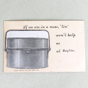 Antique Souvenir Postcard, Brighton Novelty Postcard If We are in a Mess “Tin” Greeting Cards, Brighton Locations Fold Out Booklet