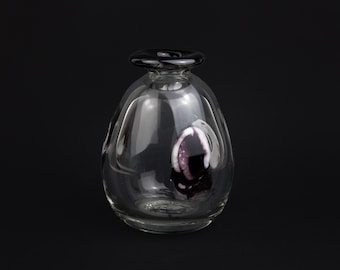 Kleine Vintage Mitte bis Ende des 20.Jahrhunderts Deutsche Klarglas Richartz Art Collection Vase, bauchige Studio Glasvase signiert