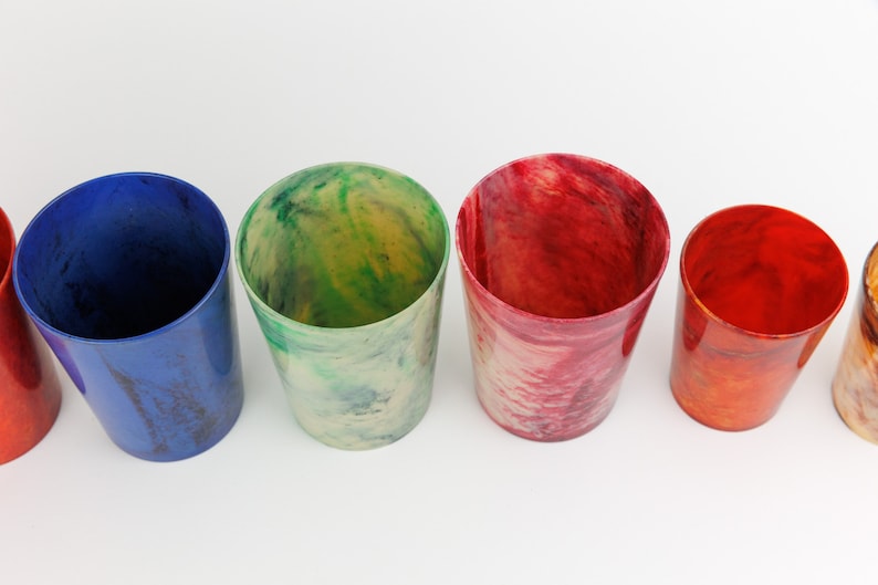 Vintage Bandalasta Ware Bakelite Marbled Early Plastic Cups, Tumbler, Retro Plastic, 1930s, Early 20th Century image 7