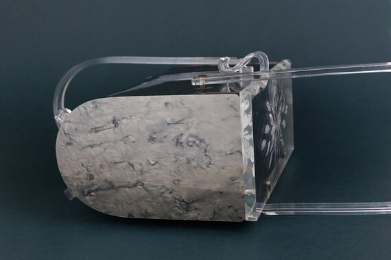 Vintage Grey Pearlized Lucite Handbag, Clear Luci… - image 9