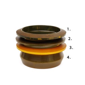 Vintage Bakelite Early Plastic Bangles Sold Individually, Brown Green and Orange, Marbled Catalin Bracelets, Retro Mid Century