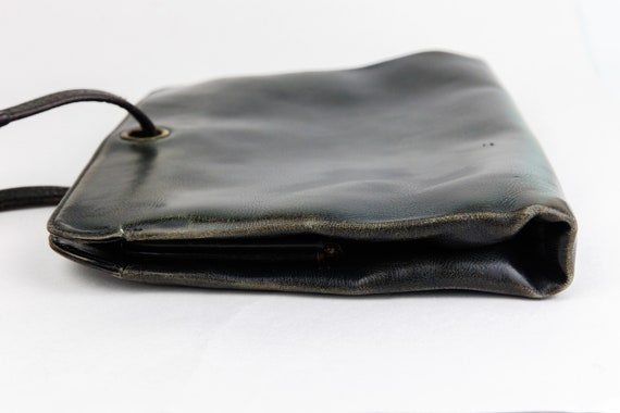 Vintage Dark Brown Leather Clutch Bag with Orange… - image 5