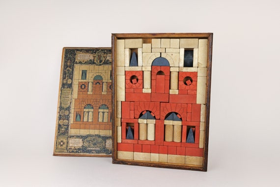 アンティーク雑貨 Steinbaukasten / Stone Building Boxes Antique Richter's Boxed Anchor Building Stones, Building Blocks in
