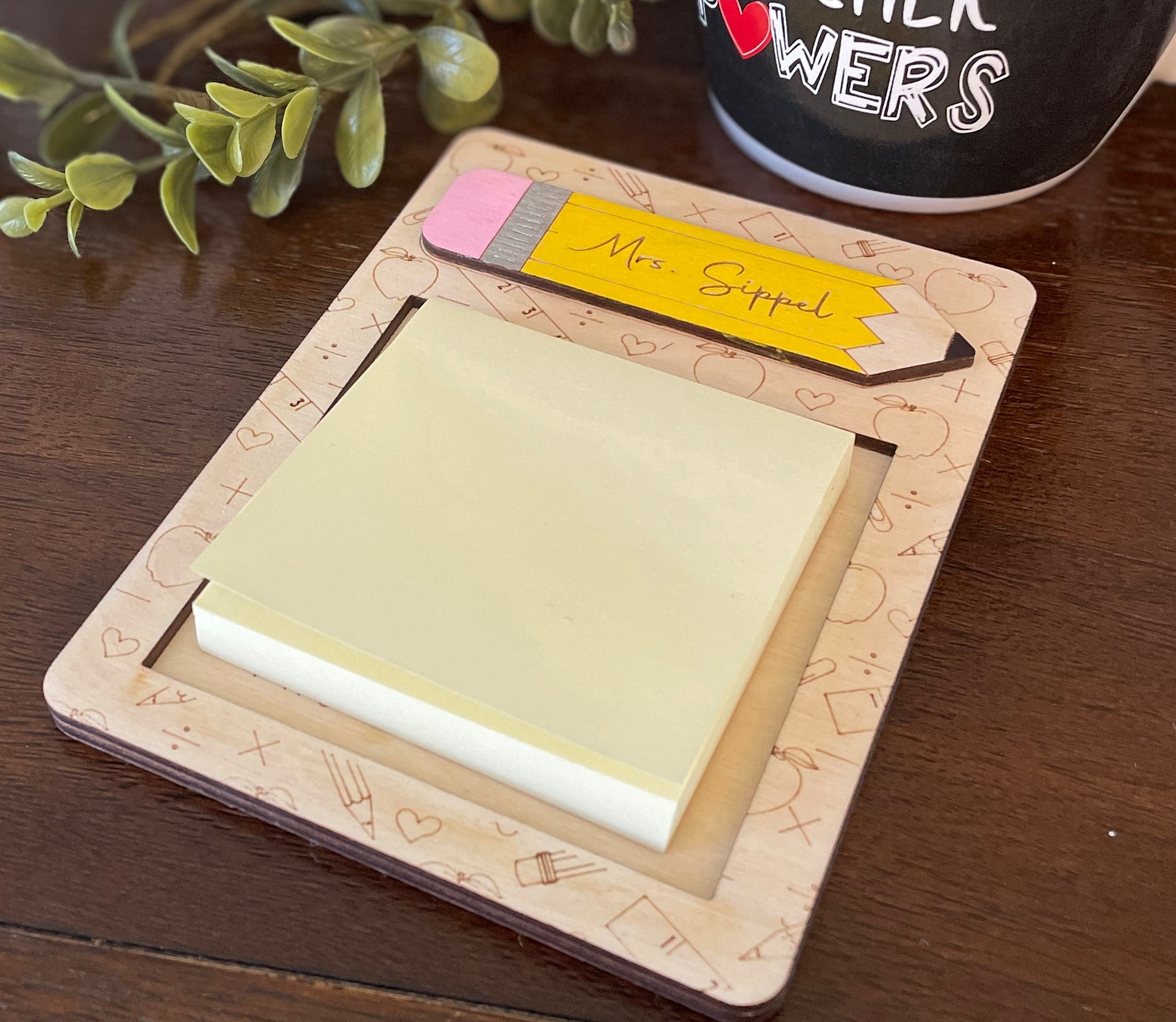 Teacher Post It Note Organizer Personalized Gift Classroom Etsy