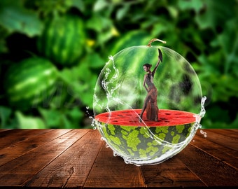 Surrealistic, Fruit, Watermelon, Photo Manipulation, Transparency, JPEG, Photo, Dancer, Christmas Gift, Decoration, Print