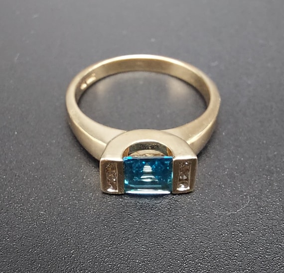 Swiss blue topaz and diamond ring - image 1