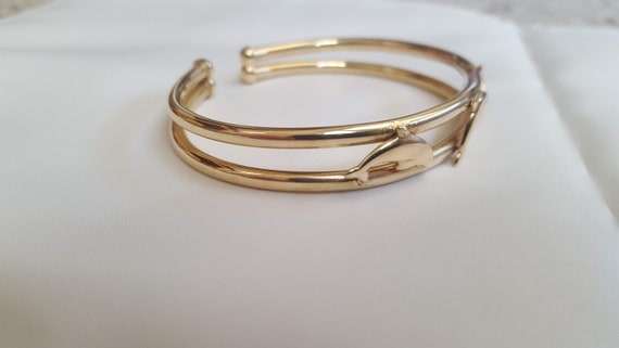 14kt gold dolphin cuff bracelet - image 2