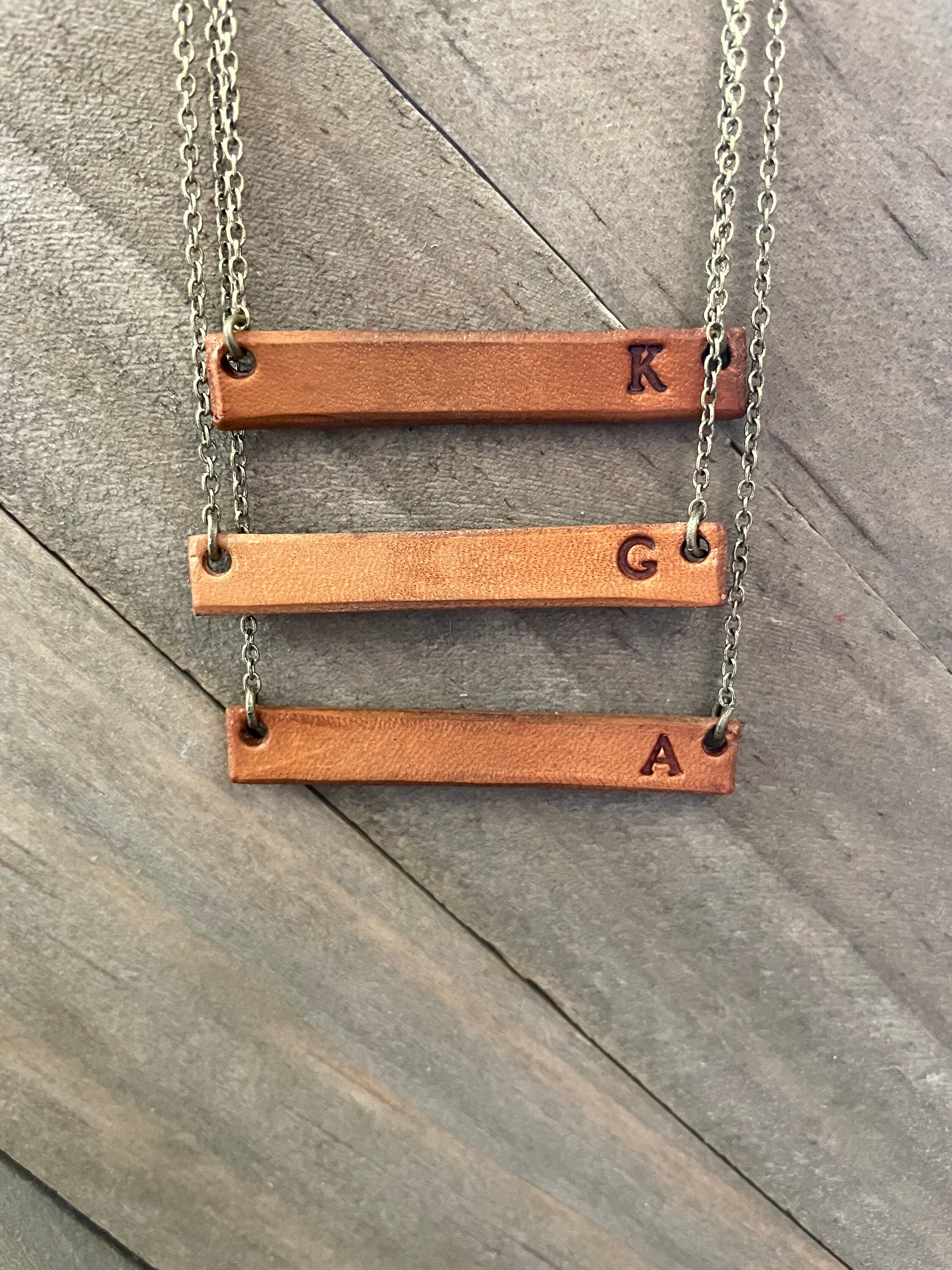 Leather bar necklace deals