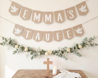 Girlande | Taufe Deko | Wimpelkette | Wimpelkette mit Namen | Dekoration zur Taufe | Taufe | Wimpelkette personalisiert mit Wunschsymbol