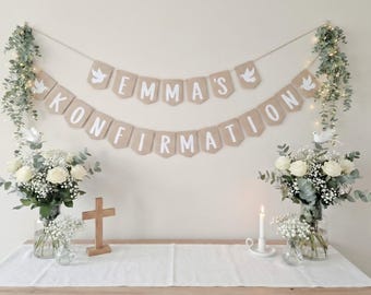 Konfirmation |  Konfirmation Deko |  Wimpelkette | Wimpelkette mit Namen | Girlande Konfirmation | personalisierte Wimpelkette | Girlande