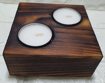 Rustic Farmhouse reclaimed wood tea light holder, Wooden candle holder, tea light holder, Farmhouse style tea light holder,