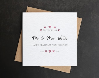 Husband 70th Platinum Wedding Anniversary Handmade Card - Love Lines - View #7