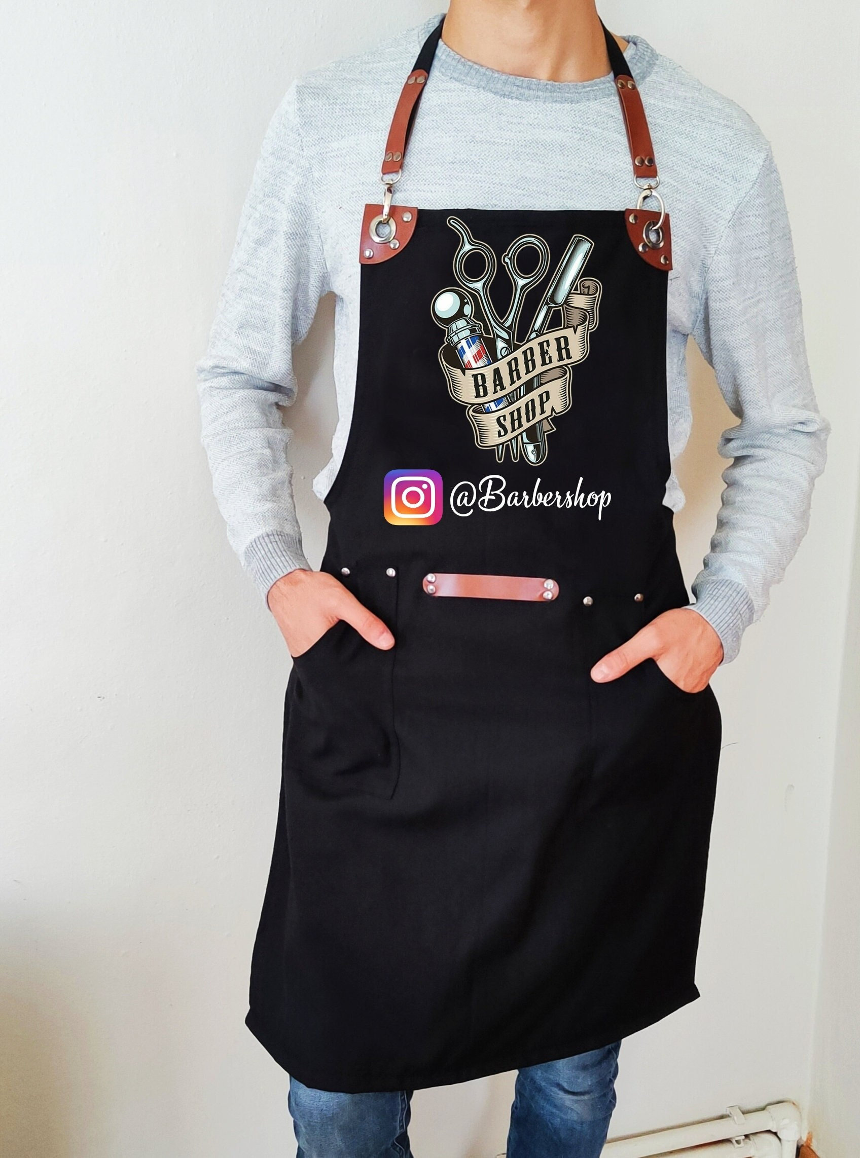 Coume Hair Stylist Apron Hairstylist Salon Apron with Rhinestone Tools and  3 Pockets Waterproof Hairdresser Barber Aprons Hair Dryer Style