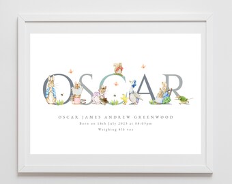 Personalised Peter Rabbit Print, Personalised Name Print, Peter Rabbit ...