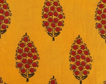 Yellow - Kalamkari Block Print Table Napkin (Set of 4) 14
