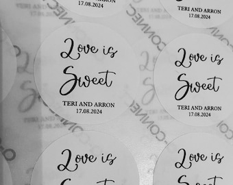 Love is sweet wedding favour stickers