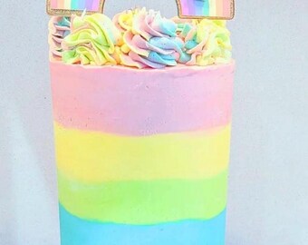 Pastel rainbow cake topper