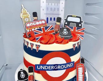 London themed cake topper charms.
