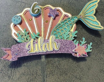Mermaid cake topper/under the sea.