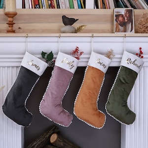 Custom Name Christmas Stocking - Personalized Velvet Christmas Stocking - Monogram Stockings - Family Stockings - 1 Christmas STOCKING