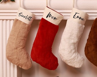 Xmas Plush Christmas Stockings - Xmas Stockings - Christmas Gift for Family 2023 - Personalised Christmas Stocking - Custom Name Stockings