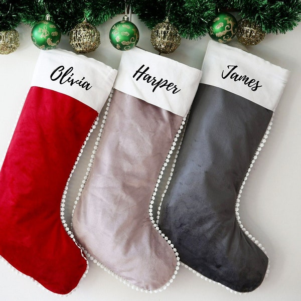 Custom Velvet Christmas Stocking - Personalized Christmas Stocking - Name Stockings - Family Stockings - Christmas Decor - 1 STOCKING