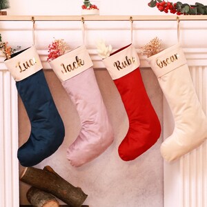 Custom Velvet Christmas Stocking - Sparkling Name Christmas Stocking - Family Name Stockings -  Personalised XMas Stockings - Christmas 2024