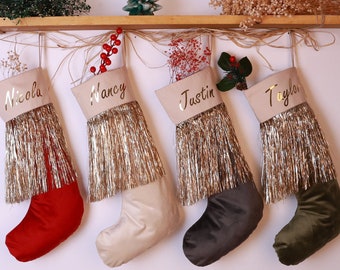 Personalised Sparkling Velvet Christmas Stocking - Custom Holiday Decor - Perfect Xmas Gift - 1 Stocking - Personalized Christmas Decoration