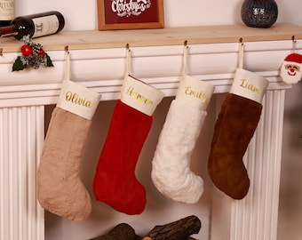 Personalised Plush Family Christmas Stockings - Holiday Decor - Dad Mom Sister Christmas Gifts - Custom Xmas Stocking - Christmas Stockings