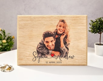 Custom Photo on Wood - Personalized Portrait from Photo as Anniversary Gift - Unique Wedding Gift for Couple - 1st 5th 10th Anniversary Gift