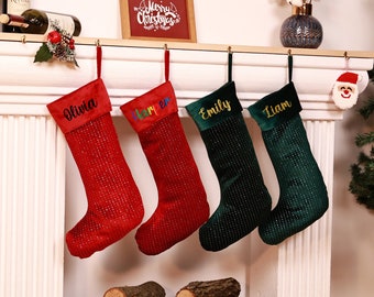 Personalized Christmas Stockings - Christmas Stockings - Custom Name Christmas Gifts - Family Gift Stockings - Personalized Velvet Stockings