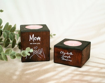 Personalized Candle Holder as Mother's day Gift Idea - Mom Gift from Son & Daughter - Mother in Law Gift - Mommy Gift for Her - Handmade