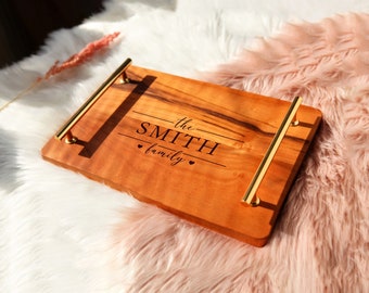 Personalisiertes Holztablett - Küchendekor - Handgefertigtes Holztablett Geschenk - Geschenke für Mama - Kaffeetisch Tablett - Serviertablett - Einzigartige Einweihungsgeschenke