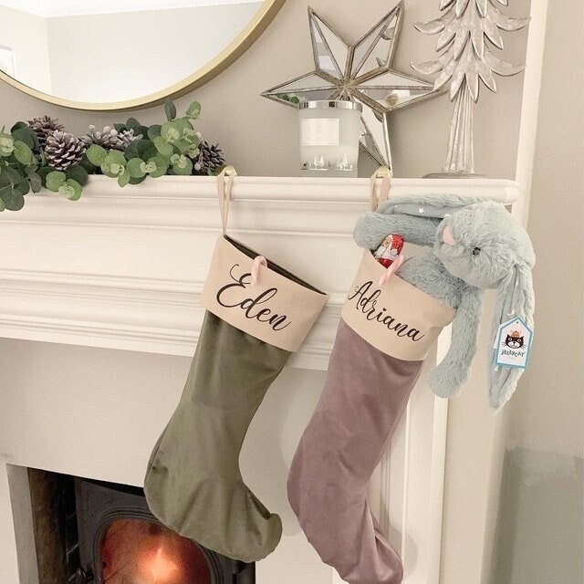 Personalised Velvet Christmas Stocking - Custom Name Holiday Decor - Perfect Xmas Gift - 1 Stocking - Personalized Christmas Decoration